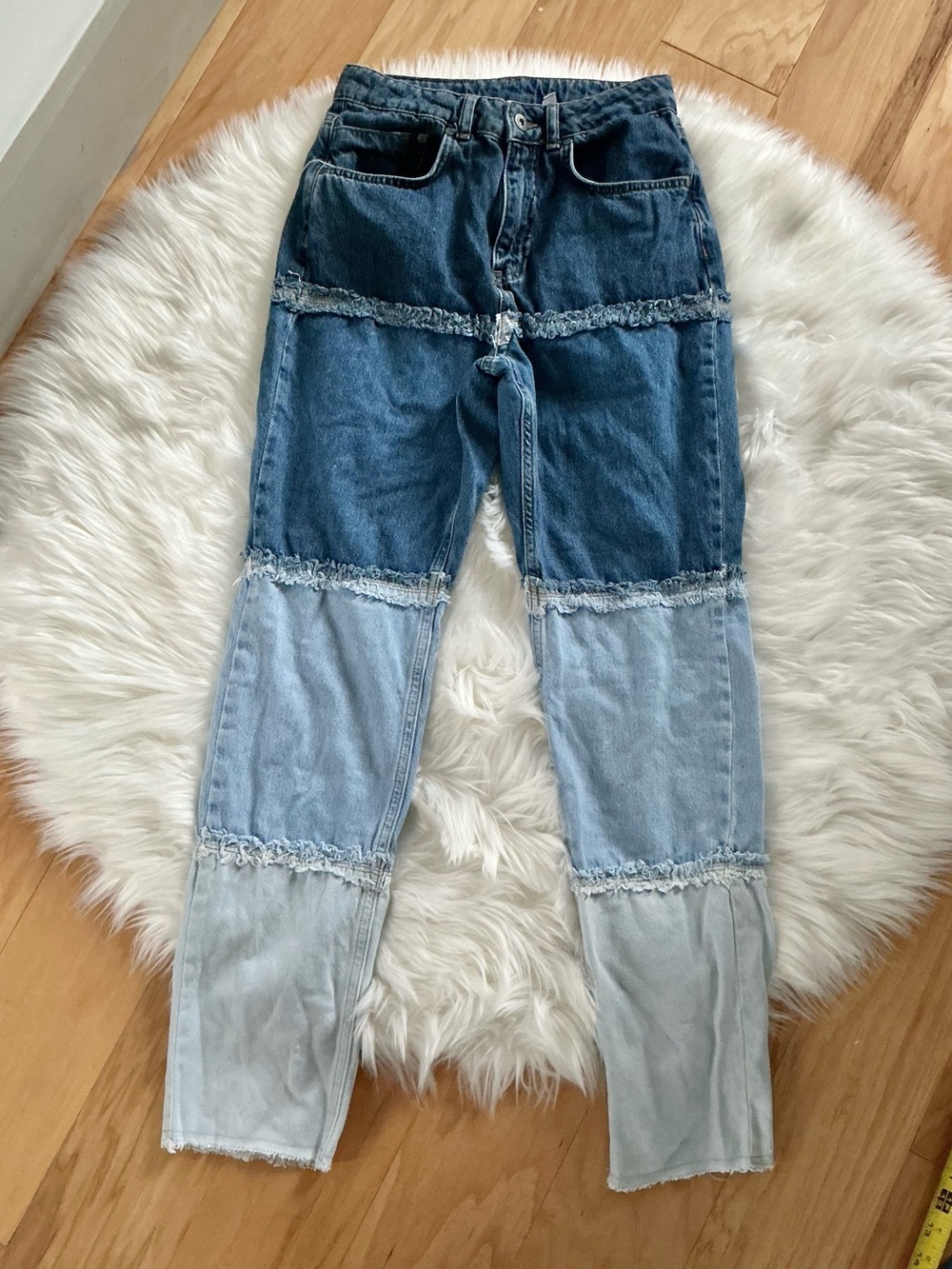 The Ragged Priest Multi-Tone Patchwork High Rise Jeans Size 26 - Picture 2 of 8